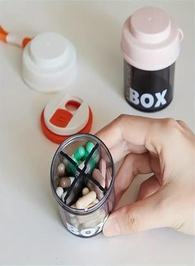 CLICKSWIFT علبة حبوب طبية فاخرة من كليكسويفت® بأربعة أقسام، للمكملات الغذائية، خالية من مادة BPA، مصنوعة من مواد آمنة غذائياً، ومضادة للاختلاط، بتصميم واسع الفتحات، مناسبة للسفر والاستخدام المنزلي واليومي - قطعة واحدة (متعددة الألوان) - Image 2